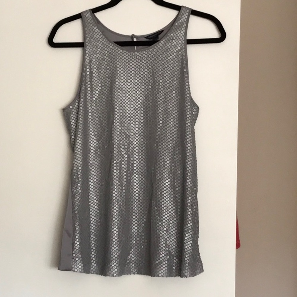 Silver/Gray flowy Banana Republic Sequin Top
